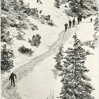 alte AK Weihnachten Neujahr, Skiläufer in der verschneiten Landschaft