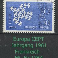 Europa-Gemeinschaftsausgaben (CEPT) Jahr 1961 - Frankreich Mi. Nr. 1364 o <