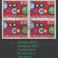 Europa-Gemeinschaftsausgaben (CEPT) Jahr 1961 - Liechtenstein Mi. Nr. 414 II 4x o <