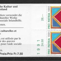 010) Schweiz 1991 Pro Patria MH 0-90 mit 10 mal Mi. Nr. 1466 gestempelt