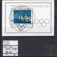 DDR 1980 Blockausgabe: Olympische Sommerspiele, Moskau (II) Block 60 ESST Berlin