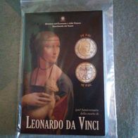 2 Euro 2019 BU / FDC Coincard Leonardo Da Vinci + 1 Euro Kursmünze !!!