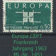 Europa-Gemeinschaftsausgaben (CEPT) Jahr 1963 - Frankreich Mi. Nr. 1451 o <