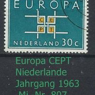 Europa-Gemeinschaftsausgaben (CEPT) Jahr 1963 - Niederlande Mi. Nr. 807 o <