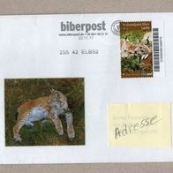 u15) BRD - Privatpost biberpost - Bedarfsbrief - Luchs (Lynx lynx)