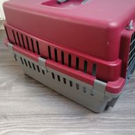 Tiertransportbox für Katzen oder kleine Hunde rot/grau *