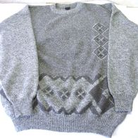 Herren Strickpullover grau-meliert gemustert - Gr. L - 25% Wolle - neuwertig