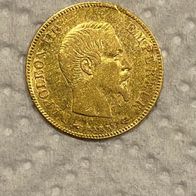 Goldmünze Frankreich Napoleon III 1857 10 Francs Gold 900/1000 3,2 Gramm VZ