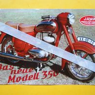 Prospekt, Sales Brochure, Technische Daten, Typenblatt - JAWA 350, Motokov 1957