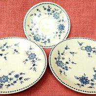 2 Porzellan Dessertteller + 1 Unterteller , Seltmann - mit blauem Blumenmotiv