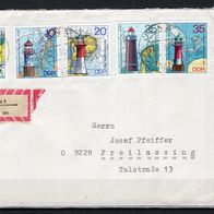 DDR 1975 Leuchttürme, Leit-, Leucht- und Molenfeuer MiNr. 2045 - 2049 Brief gelaufen