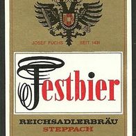 ALT ! Bieretikett Reichsadlerbräu J. Fuchs Neusäß-Steppach Lkr. Augsburg