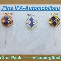 DDR / IFA Pin 3er Pack Gold + Silber + Bronze / original + selten