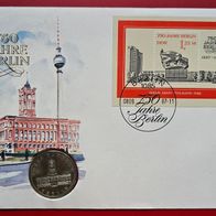 5 DDR Mark Numisblatt Rotes Rathaus Berlin von 1987, 750 Jahre Berlin