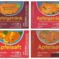 4 alte DDR Saft Etiketten - VEB OGEMA Salzwedel BT Calvörde - Apfelsaft Apfel