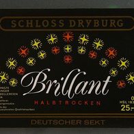 altes DDR Etikett - Brillant - Deutscher Sekt Halbtrocken - Schloß Dryburg - Gotha