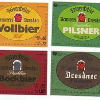 4 alte DDR Bier Etiketten - VEB Felsenkeller Brauerei Dresden - Voll Bock Pils +