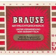 altes DDR Etikett - BRAUSE - VEB Bergbrauerei Großenhain-Zschieschen - Brauerei