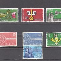 Schweiz, 1950er Jahre, 7 Briefm., gest.