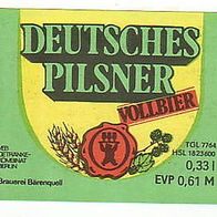 altes DDR Bier Etikett - VEB GK Bärenquell Berlin - Deutsches Pilsner - Vollbier