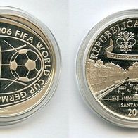 Italien Silber PP 5 Euro 2004 " XVIII. Fussball WM 2006" in Deutschland