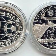 Italien Silber PP 5 Euro 2006 " XVIII. Fussball WM 2006" in Deutschland Nur 19 200 Ex