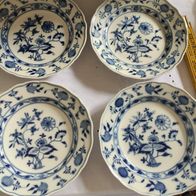 Sechs Meissen Porzellan Zwiebelmuster blau Handmalerei Speiseteller vor 1888