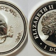 Australien Silber 1 Dollar 2004 Chinesisches Jahr des "AFFEN", Lunar-Serie I