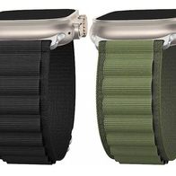 2 Stück Alpine Loop Nylon Armband für Apple Watch alle Serien Ultra, 42, 44, 45, 49mm