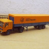 Volvo FL10 ´84, Pritsche / Plane-Sz., orange-blau, Deutrans, Kleinserie, Ep4, Roco