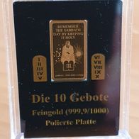 Goldmünze Goldbarren Kongo - Die zehn Gebote - 1/100 oz Gold .9999 - Das III. Gebot