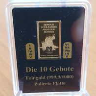 Goldmünze Goldbarren Kongo - Die zehn Gebote - 1/100 oz Gold .9999 - Das IV. Gebot