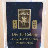 Goldmünze Goldbarren Kongo - Die zehn Gebote - 1/100 oz Gold .9999 - Das II. Gebot