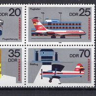 DDR 1980 25 Jahre Interflug Viererblock MiNr. 2516 - 2519 postfrisch -1