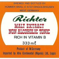 ALT ! Bieretikett "Richter Malt Tonic" für Afro Continental (Nigeria) Ltd. Lagos
