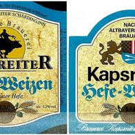 Bieretiketten "Hefe-Weizen" Brauerei Kapsreiter † 2012 Schärding Österreich