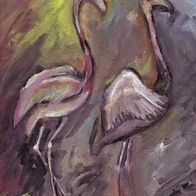 Otto Placzek - Flamingos - Aquarell auf Papier - Berliner Künstler – signiert