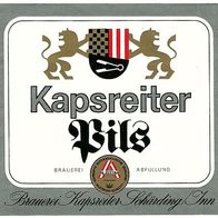 Bieretikett "Kapsreiter Pils" Brauerei Kapsreiter † 2012 Schärding Österreich