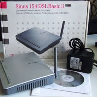 Telekom Sinus 154 DSL Basic 3, DSL-WLAN-Router, ADSL, mit Zubehör