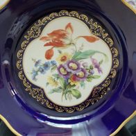 Vier Lindner Porzellan Schälchen Nussschälchen Konfektschälchen Kobalt blau Goldrand