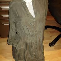 Kleid Hemdblusen Kleid 100% Seide khaki L