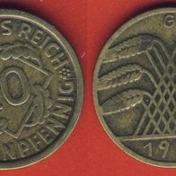 Weimarer Republik 10 Rentenpfennig 1924 G