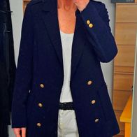 ZARA Blazer in Marine Look blau Doppelreiher Goldknöpfe Gr. XS