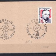 DDR 1973 Solidarität mit dem chilenischen Volk MiNr. 1890 FDC-PK gestempelt