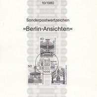 Berlin ETB Ersttagsblätter 1980 Blatt 10 Ansichten