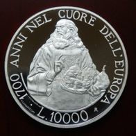 San Marino Silber 10 000 Lire 2000 PP/ Proof "Hl. Marinus"