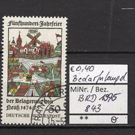 BRD / Bund 1975 500. Jahrestag der Belagerung von Neuss MiNr. 843 Bedarfsstempel