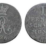 Hannover 2 Pfennige 1826, gekr. Monogramm GEORG IV. (1820-1830)