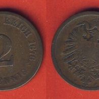 Kaiserreich 2 Pfennig 1876 F