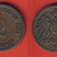 Kaiserreich 2 Pfennig 1905 F